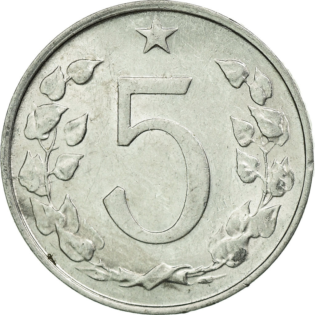 Moeda, Checoslováquia, 5 Haleru, 1974, EF(40-45), Alumínio, KM:53