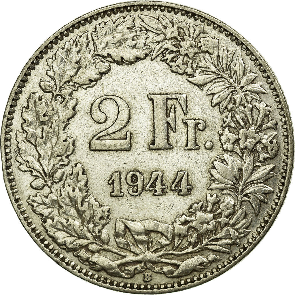 Coin, Switzerland, 2 Francs, 1944, Bern, EF(40-45), Silver, KM:21