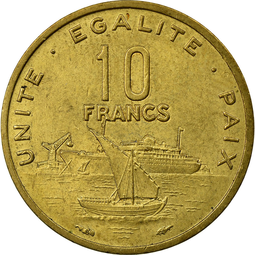 Moneta, Gibuti, 10 Francs, 1983, Paris, BB, Alluminio-bronzo, KM:23