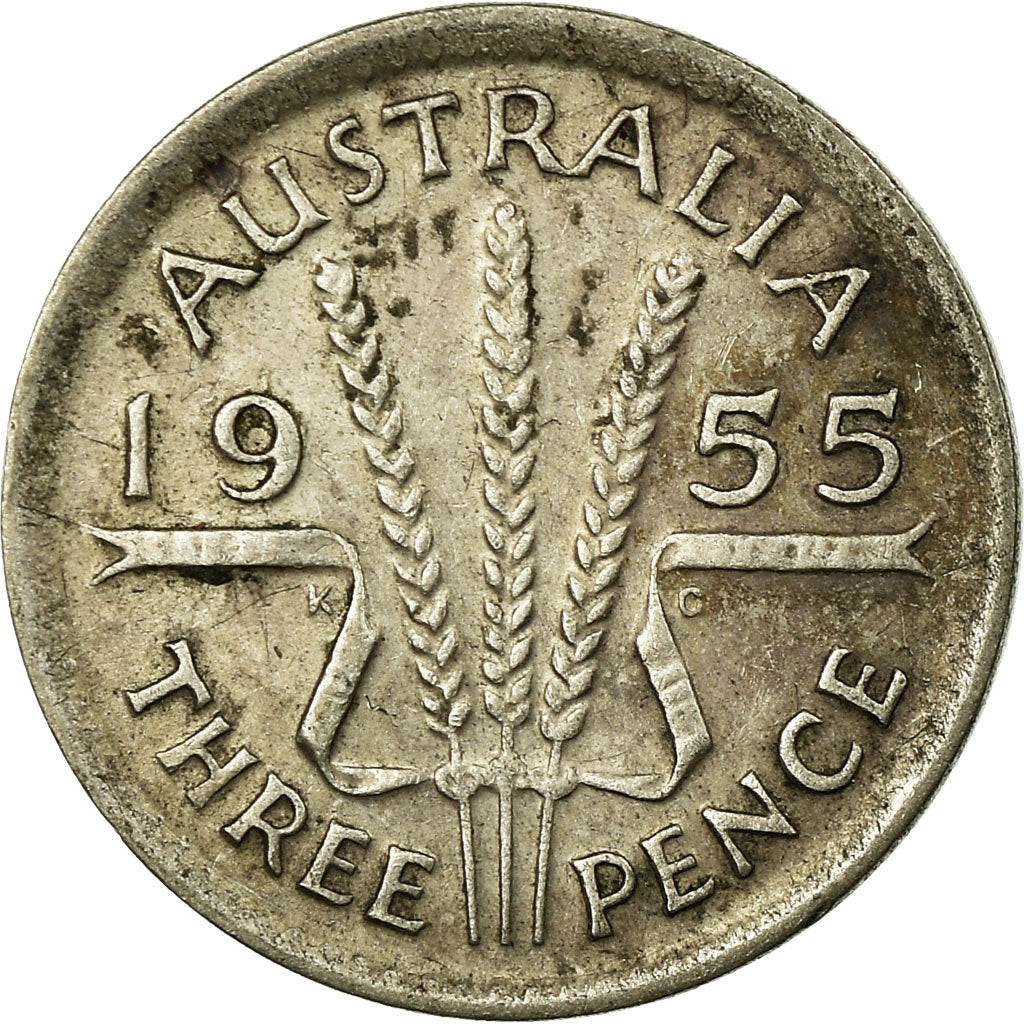 Moneta, Australia, Elizabeth II, Threepence, 1955, Melbourne, BB, Argento, KM:57
