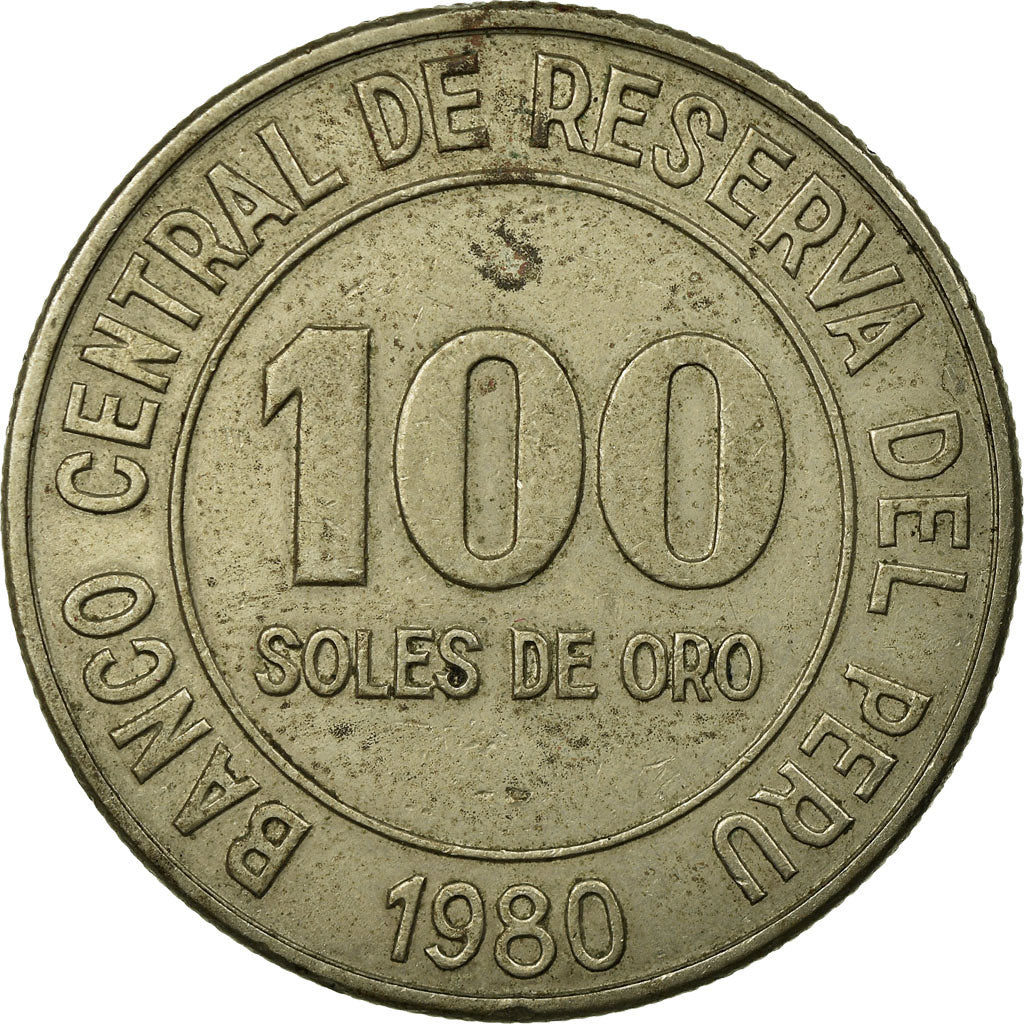 Moneda, Perú, 100 Soles, 1980, MBC, Cobre - níquel, KM:283