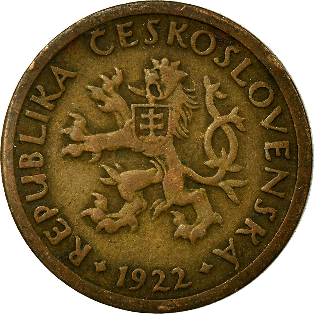Moneda, Checoslovaquia, 10 Haleru, 1922, BC+, Bronce, KM:3