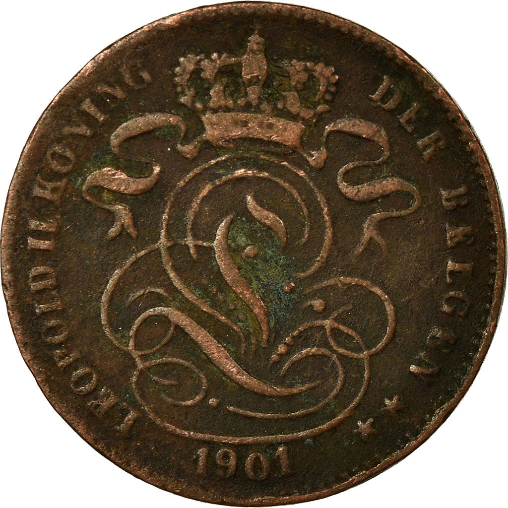 Moneda, Bélgica, Leopold II, Centime, 1901, BC+, Cobre, KM:34.1