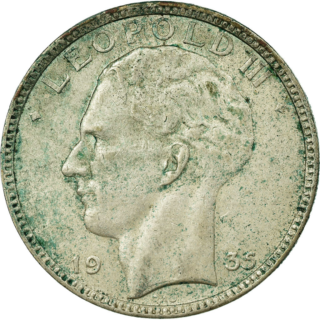 Moneda, Bélgica, 20 Francs, 20 Frank, 1935, BC+, Plata, KM:105