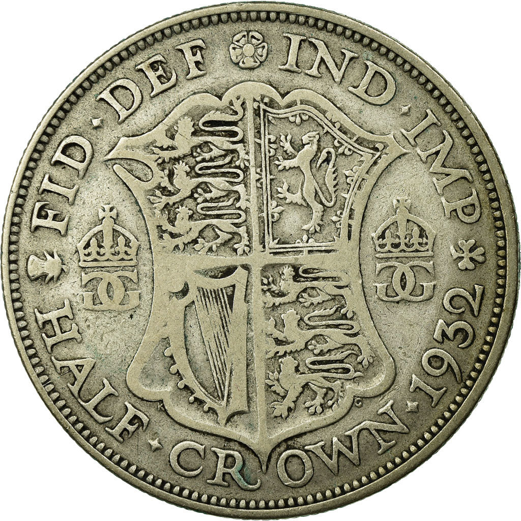 Coin, Great Britain, George V, 1/2 Crown, 1932, VF(20-25), Silver, KM:835