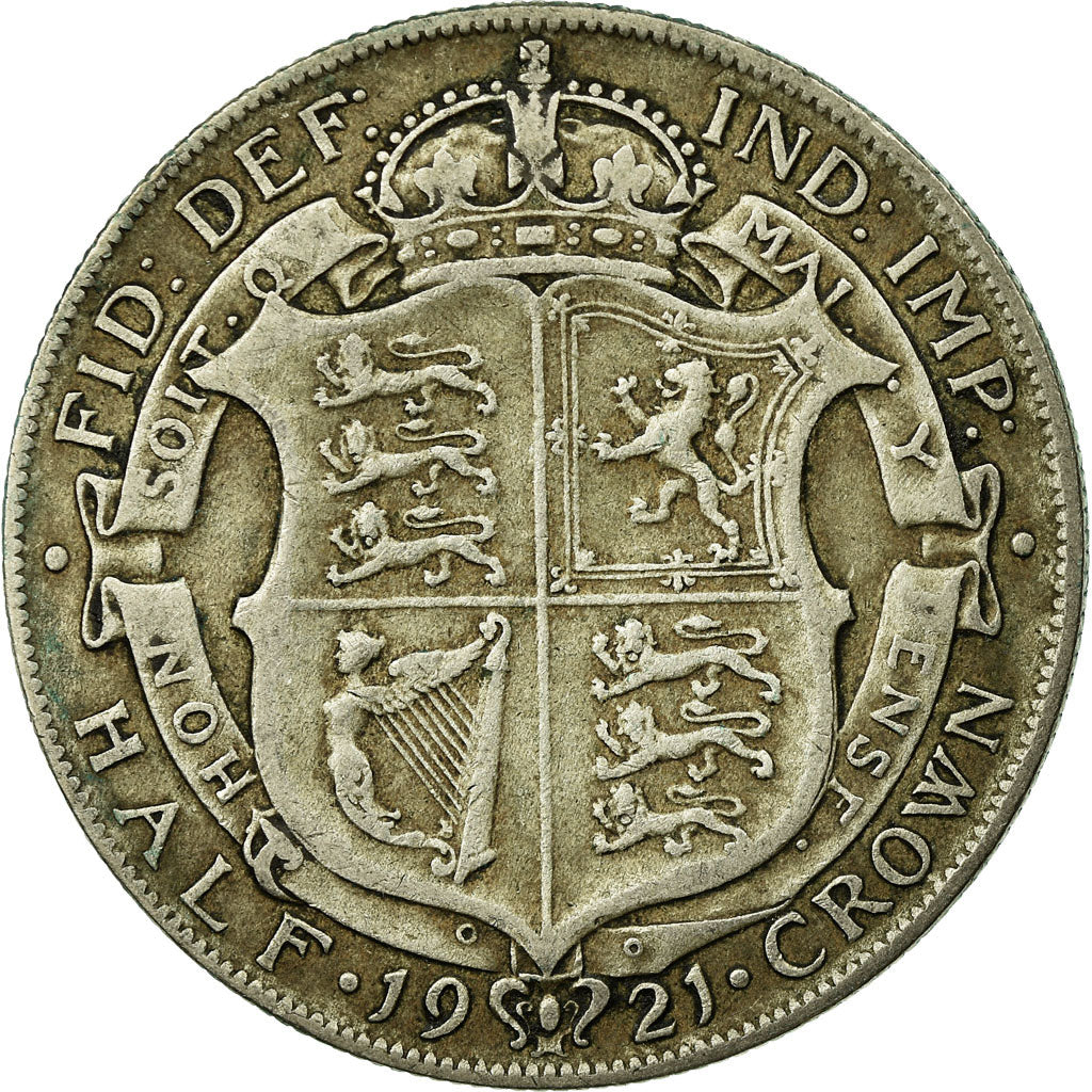 Coin, Great Britain, George V, 1/2 Crown, 1921, VF(20-25), Silver, KM:818.1a