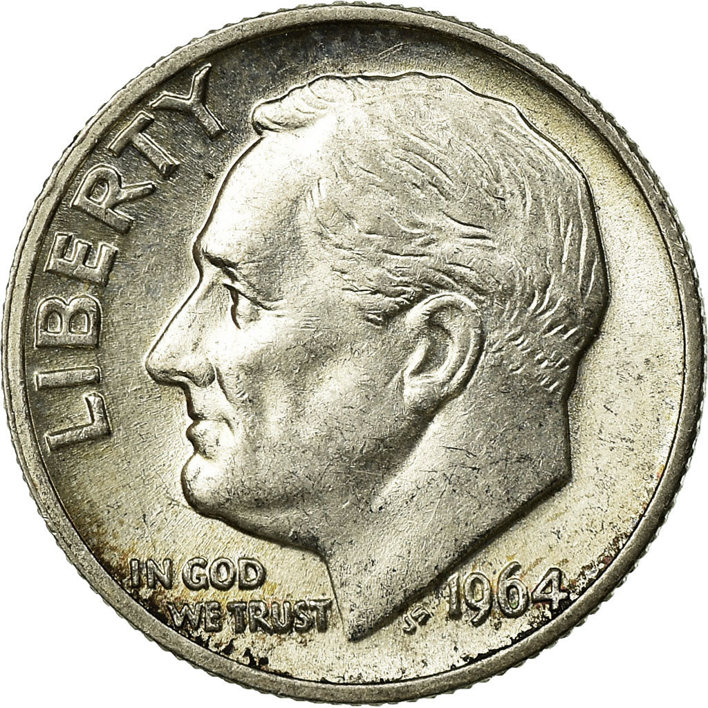 Moeda, Estados Unidos da América, Roosevelt Dime, Dime, 1964, U.S. Mint