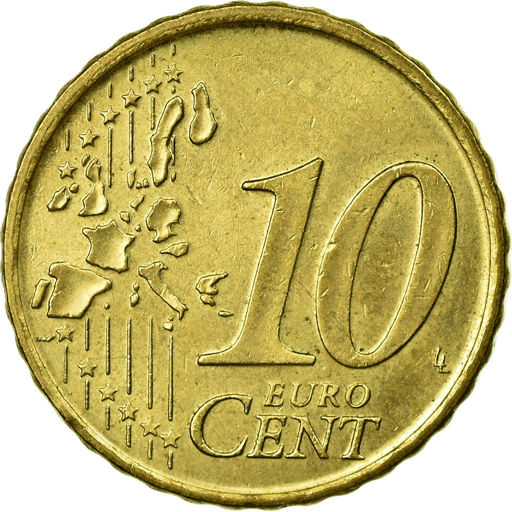 Spanien, 10 Euro Cent, 1999, SS, Messing, KM:1043
