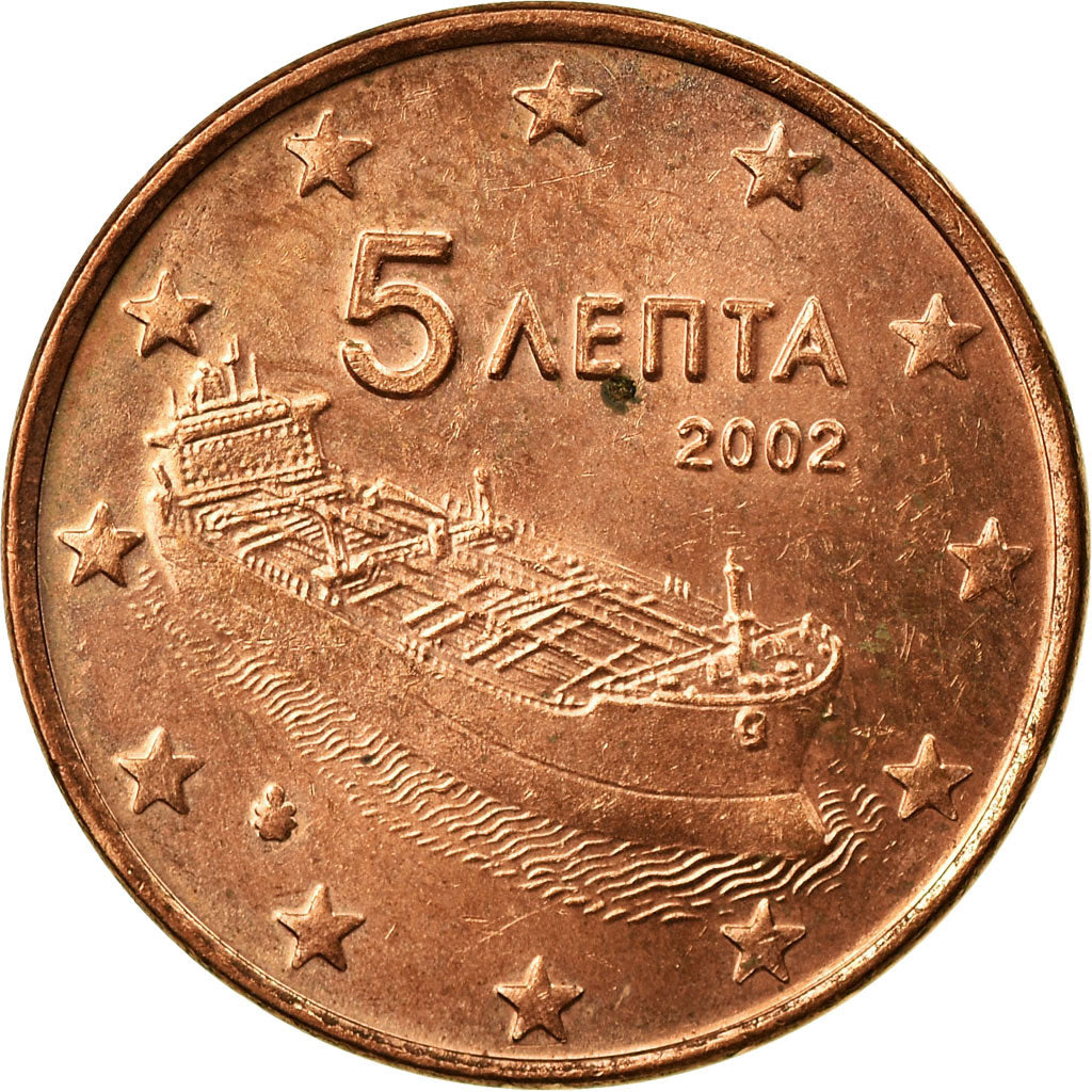 Greece, 5 Euro Cent, 2002, EF(40-45), Copper Plated Steel, KM:183