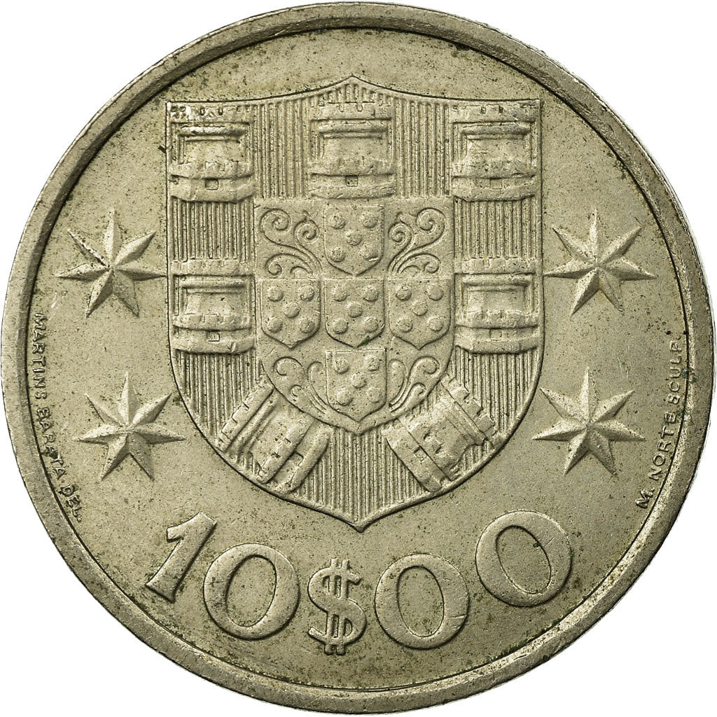 Moeda, Portugal, 10 Escudos, 1973, EF(40-45), Níquel Revestido a Cobre-Níquel