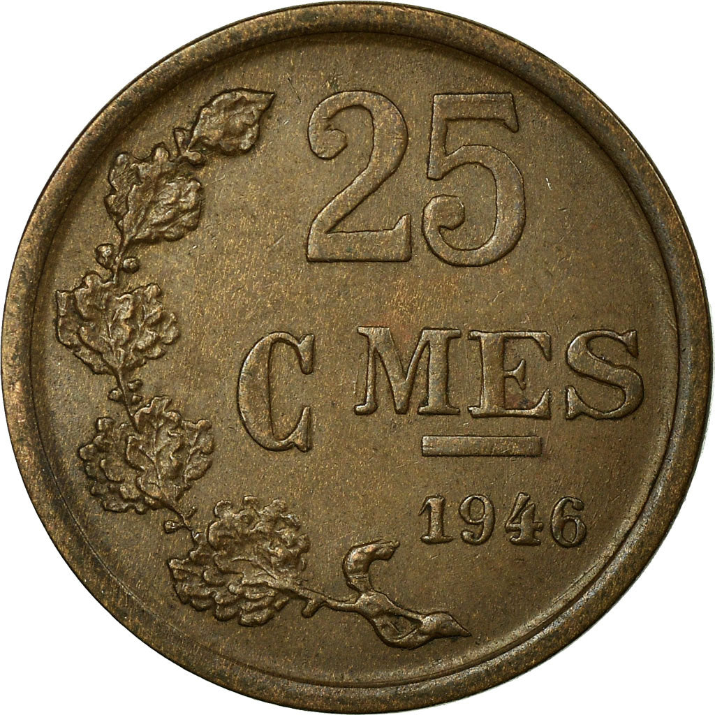 Monnaie, Luxembourg, Charlotte, 25 Centimes, 1946, TTB, Bronze, KM:45