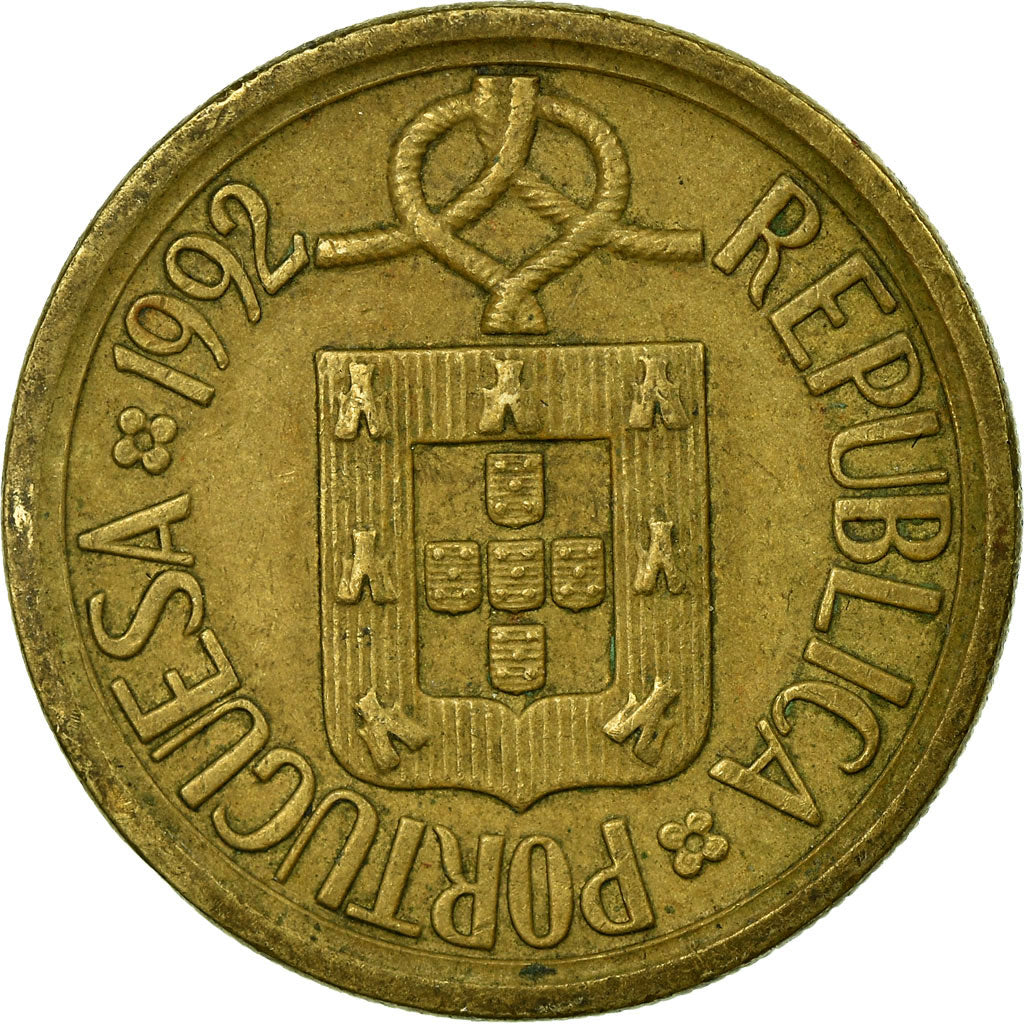 Moneta, Portugal, 10 Escudos, 1992, EF(40-45), Mosiądz niklowy, KM:633