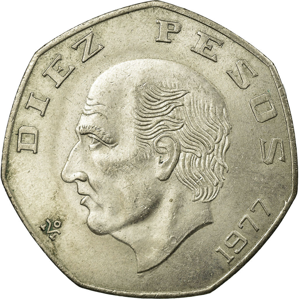 Munten, Mexico, 10 Pesos, 1977, Mexico City, ZF, Copper-nickel, KM:477.1