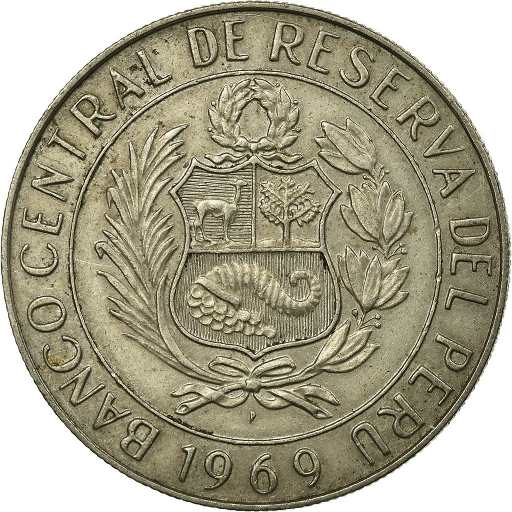 Coin, Peru, 5 Soles, 1969, Paris, EF(40-45), Copper-nickel, KM:252