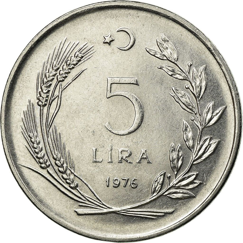 Munten, Turkije, 5 Lira, 1976, ZF, Stainless Steel, KM:905