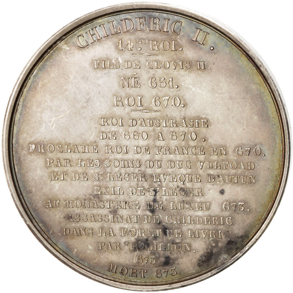 France, Medal, Childéric II, History, Caqué, AU(55-58), Copper