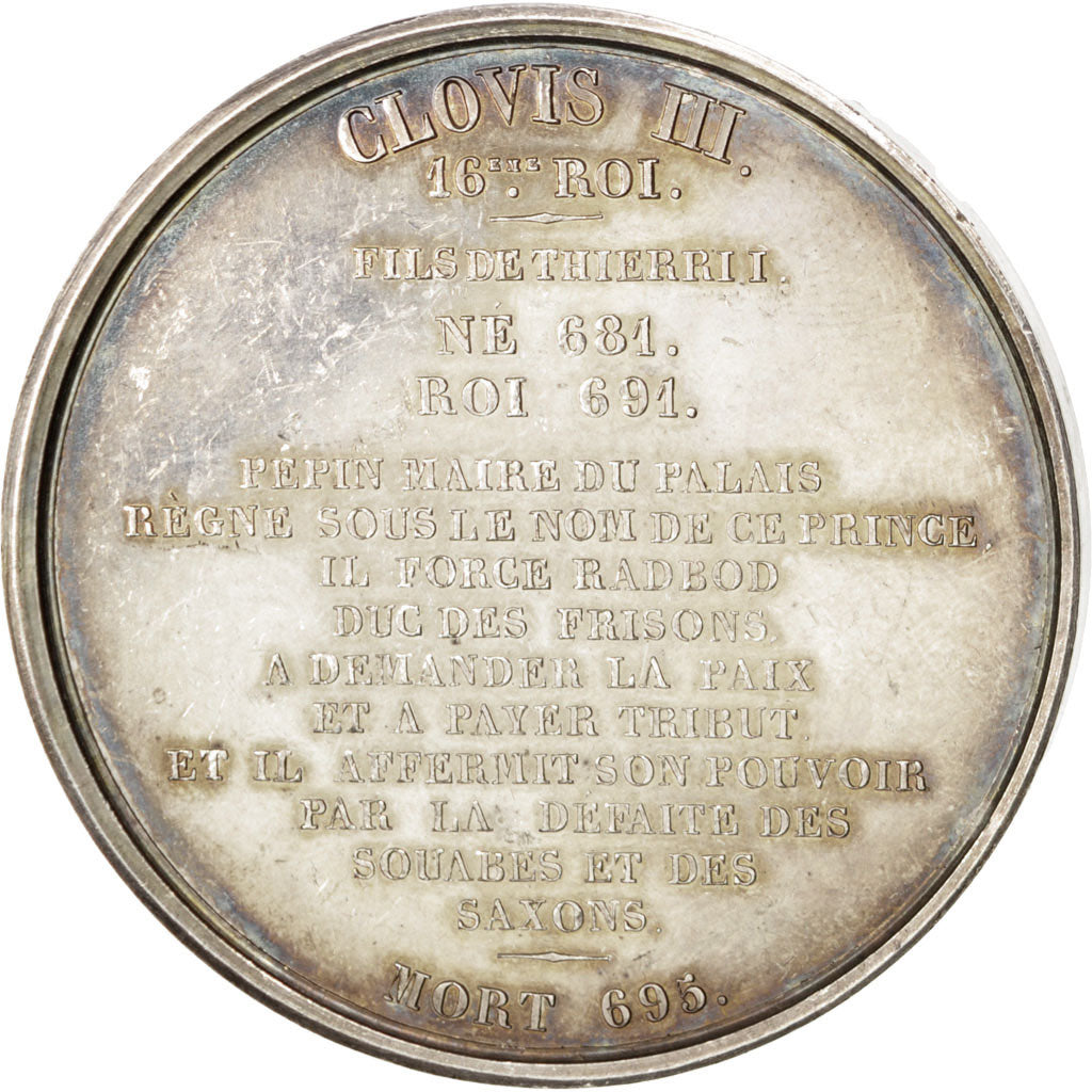 France, Medal, Clovis III, History, Caqué, AU(55-58), Copper