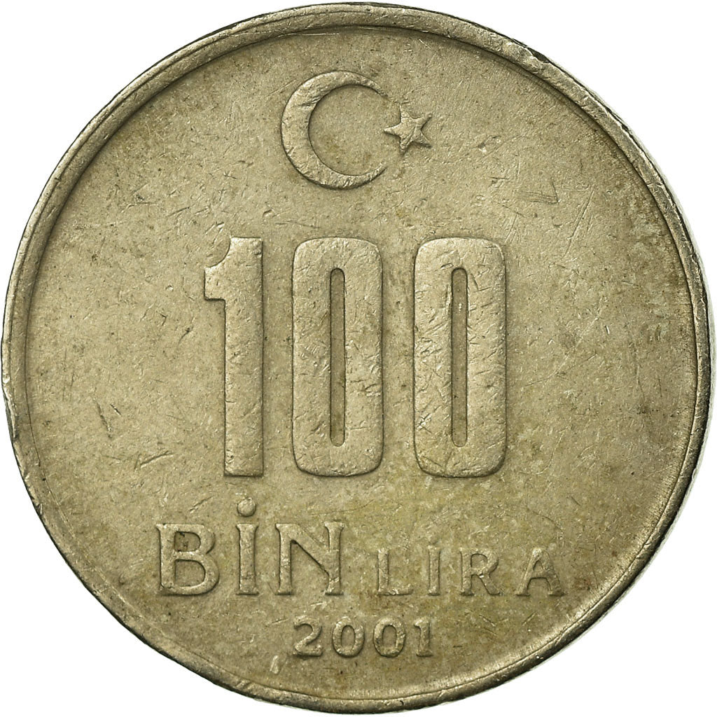Coin, Turkey, 100000 Lira, 100 Bin Lira, 2001, Istanbul, EF(40-45)