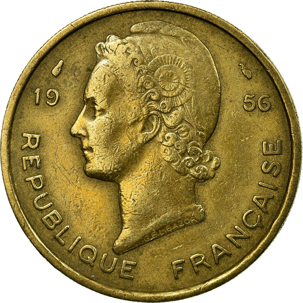 Coin, French West Africa, 25 Francs, 1956, EF(40-45), Aluminum-Bronze, KM:7