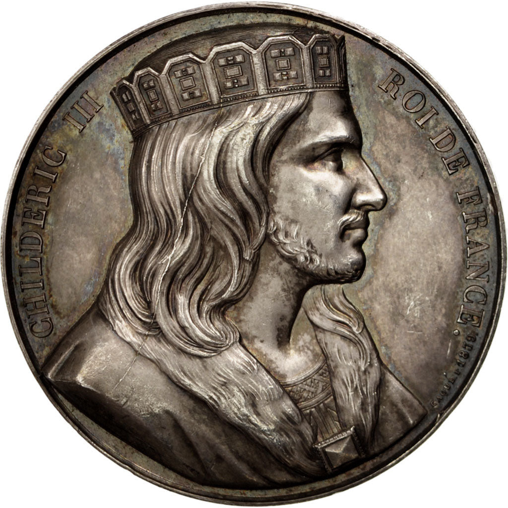 France, Medal, Childeric III, History, Caqué, AU(55-58), Copper