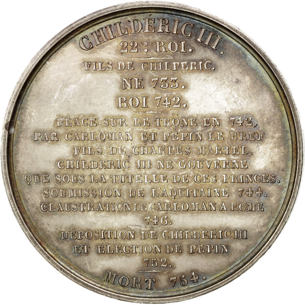 France, Medal, Childeric III, History, Caqué, AU(55-58), Copper
