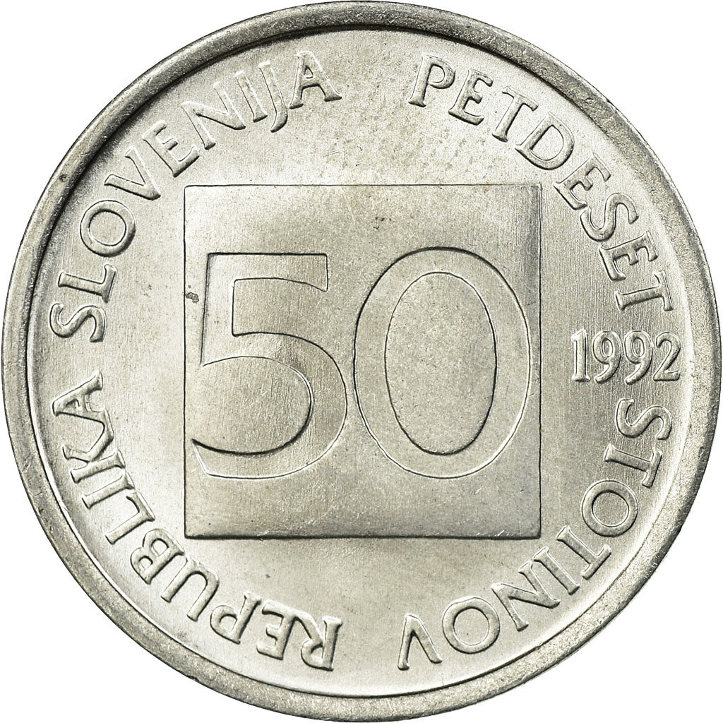 Münze, Slowenien, 50 Stotinov, 1992, VZ, Aluminium, KM:3