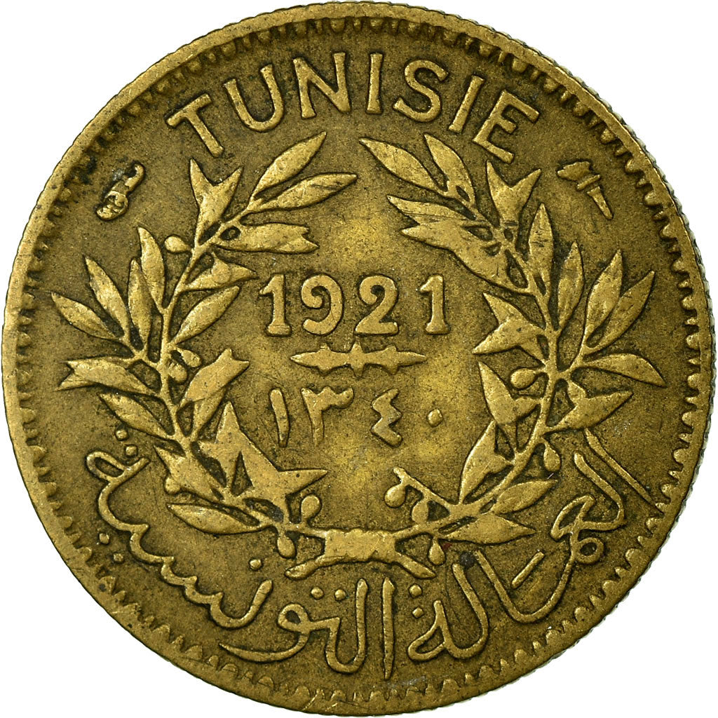 Coin, Tunisia, Anonymous, 50 Centimes, 1921, Paris, EF(40-45), Aluminum-Bronze