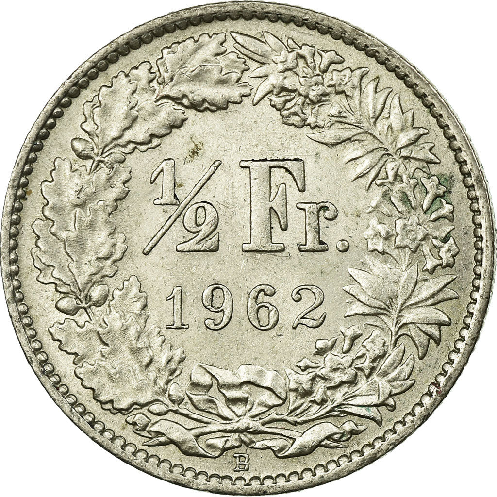 Coin, Switzerland, 1/2 Franc, 1962, Bern, EF(40-45), Silver, KM:23