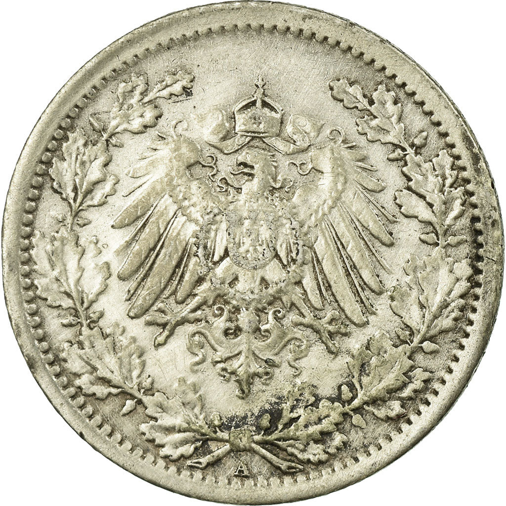 Coin, GERMANY - EMPIRE, 1/2 Mark, 1917, Berlin, VF(20-25), Silver, KM:17