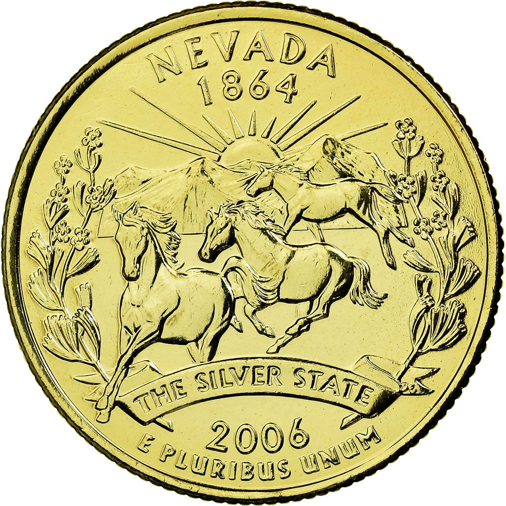 Monnaie, États-Unis, Nevada, Quarter, 2006, U.S. Mint, SUP, Métal doré