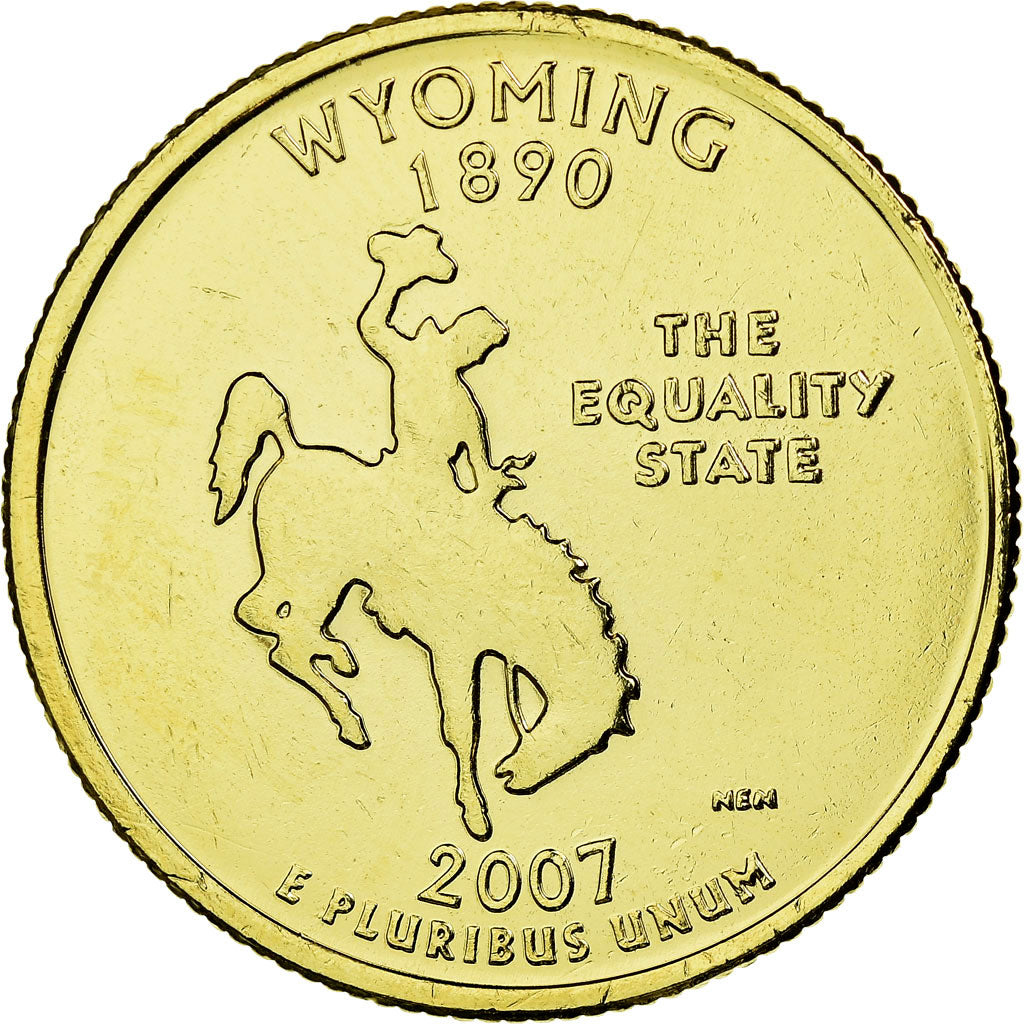 Munten, Verenigde Staten, Wyoming, Quarter, 2007, U.S. Mint, PR, Verguld metaal