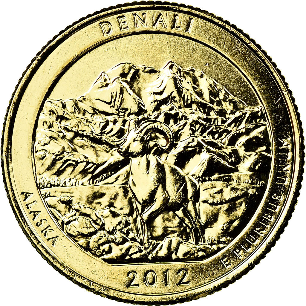 Moneda, Estados Unidos, Denali, Quarter, 2012, U.S. Mint, EBC, Gold plated