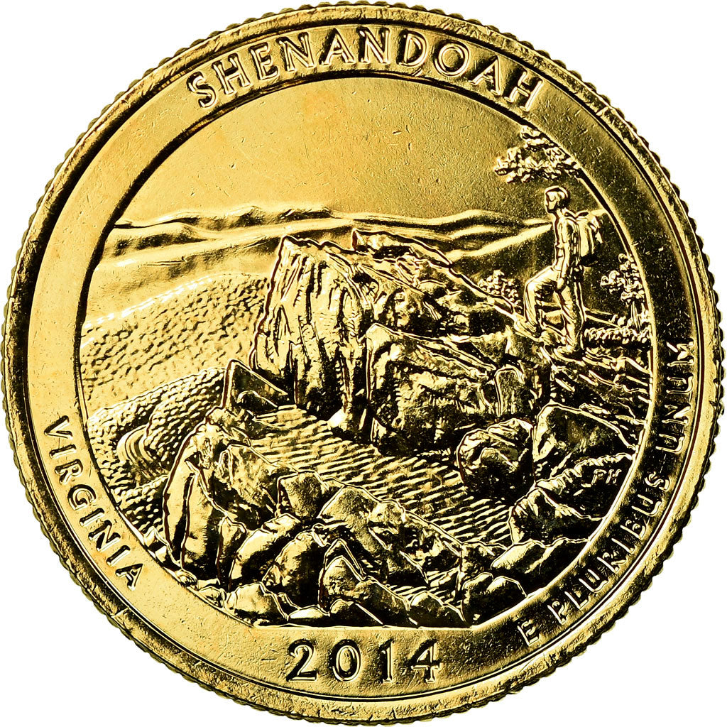 Munten, Verenigde Staten, Shenandoah, Quarter, 2014, U.S. Mint, PR, Verguld