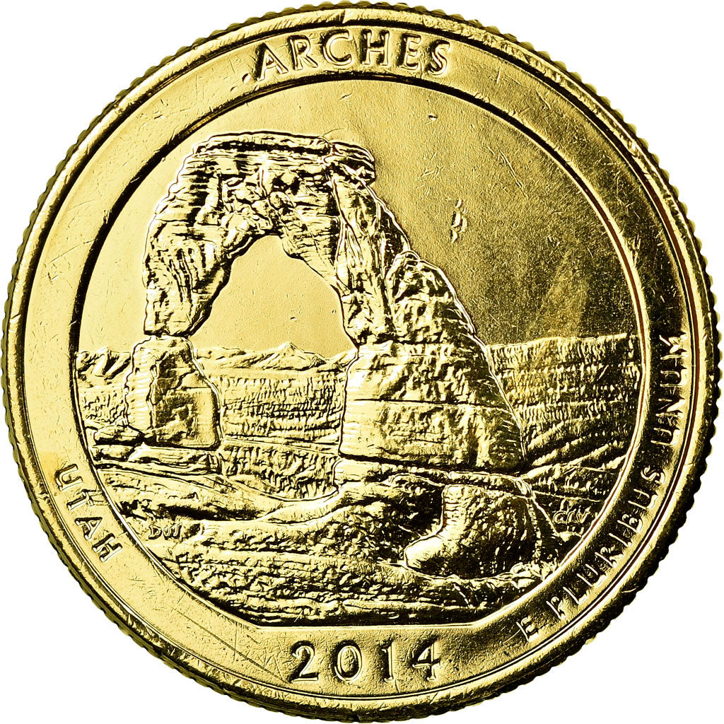 Munten, Verenigde Staten, Arches, Quarter, 2014, U.S. Mint, PR, Verguld metaal