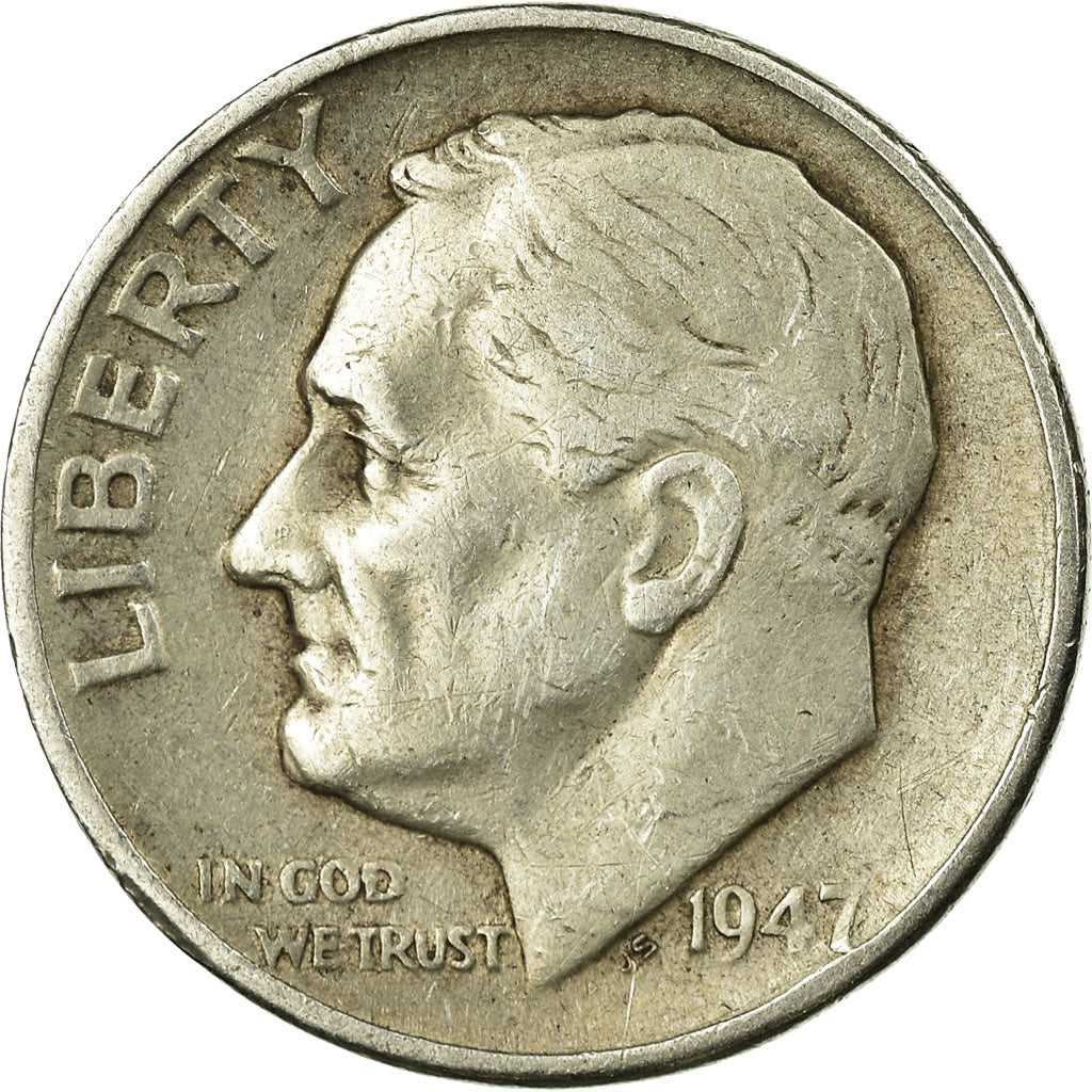 Coin, United States, Roosevelt Dime, Dime, 1947, U.S. Mint, Philadelphia