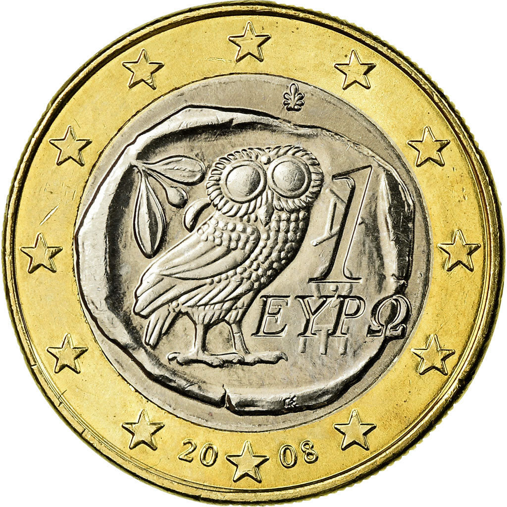 Greece, Euro, 2008, MS(63), Bi-Metallic, KM:214
