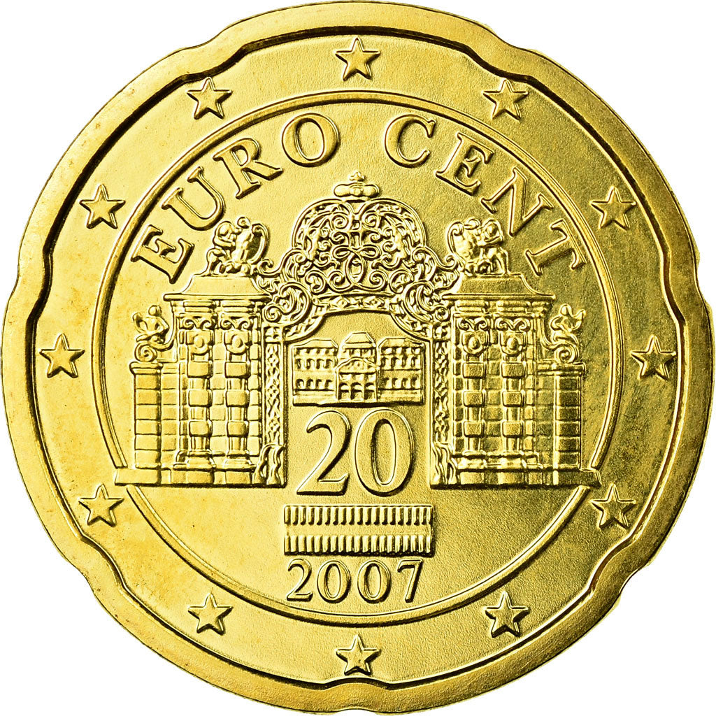 Austria, 20 Euro Cent, 2007, MS(63), Brass, KM:3086