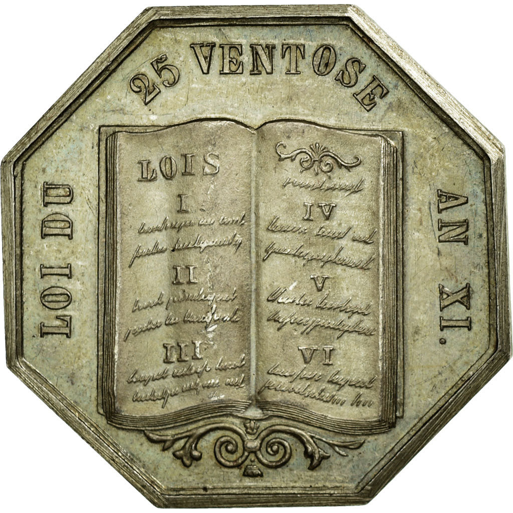 France, Token, Notaires de l'Arrondissement de Loches, n.d., Silver, AU(55-58)
