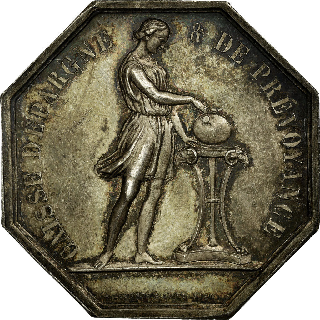 France, Token, Savings Bank, AU(55-58), Silver, Jacqmin:39