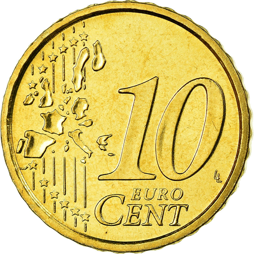Italia, 10 Euro Cent, 2003, SC, Latón, KM:213