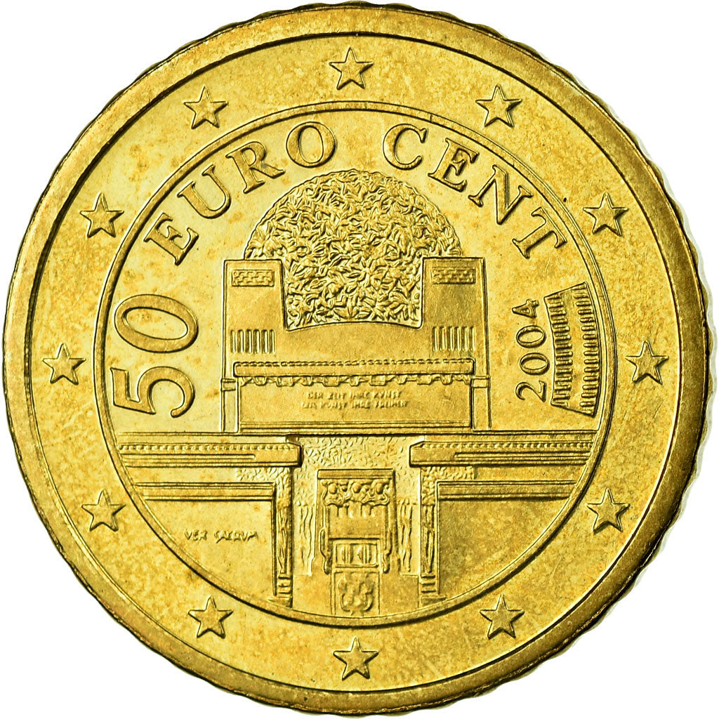 Austria, 50 Euro Cent, 2004, MS(63), Brass, KM:3087