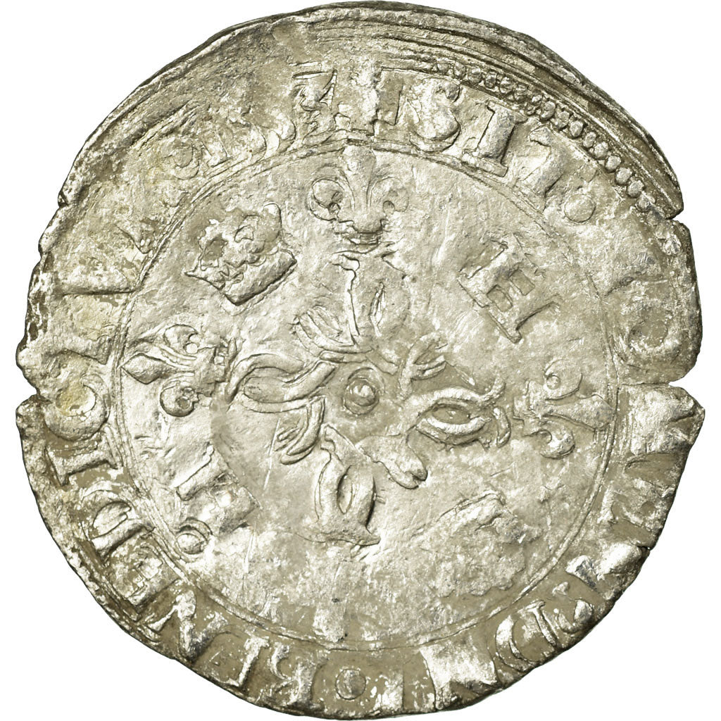 Munten, Frankrijk, Douzain aux croissants, 1553, Rouen, FR, Billon, Sombart:4380