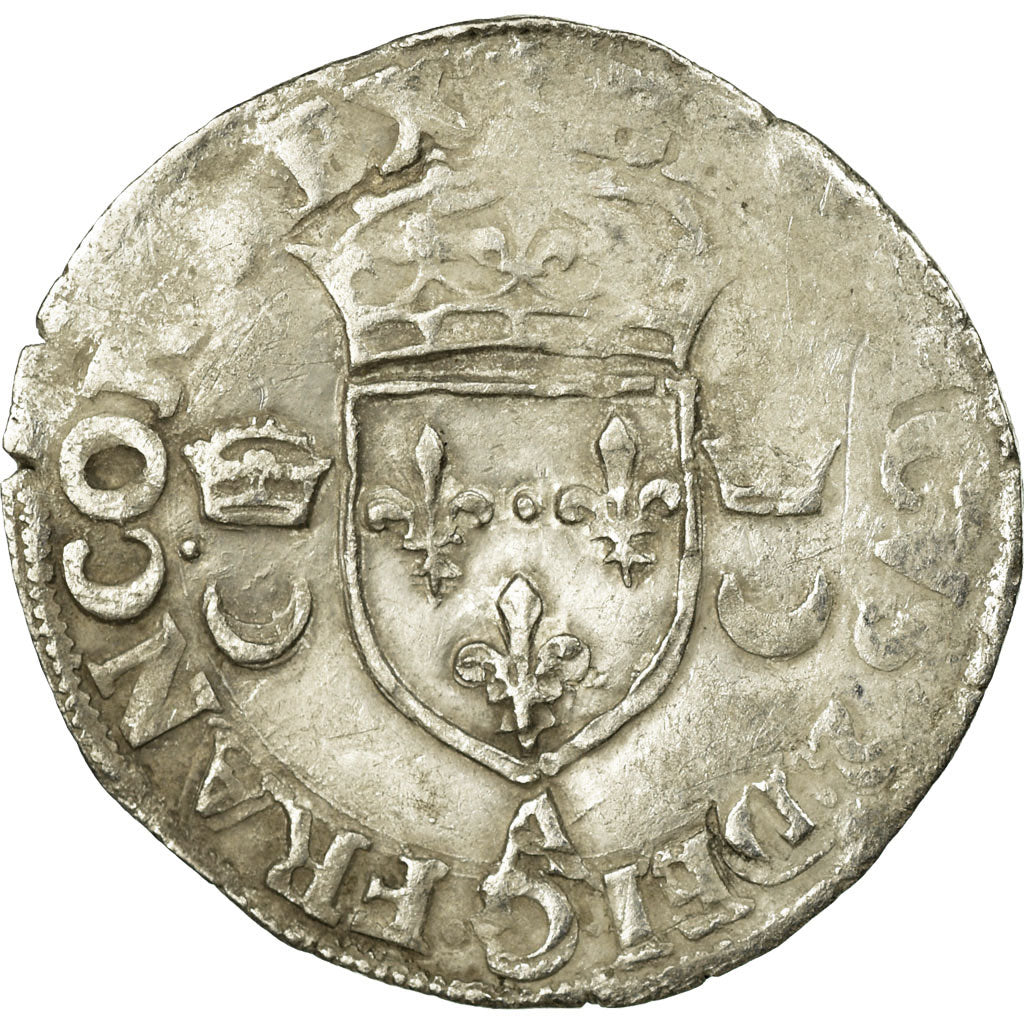 Coin, France, Douzain aux croissants, 1558, Paris, VF(30-35), Billon