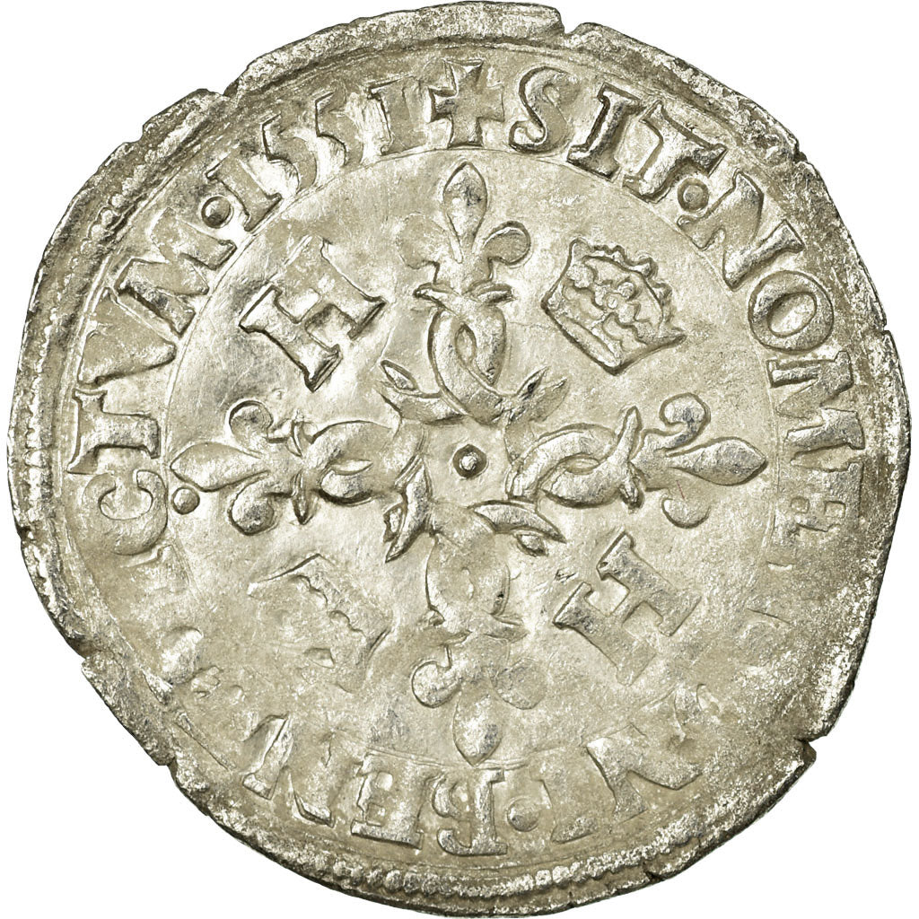 Coin, France, Douzain aux croissants, 1551, Paris, VF(30-35), Billon