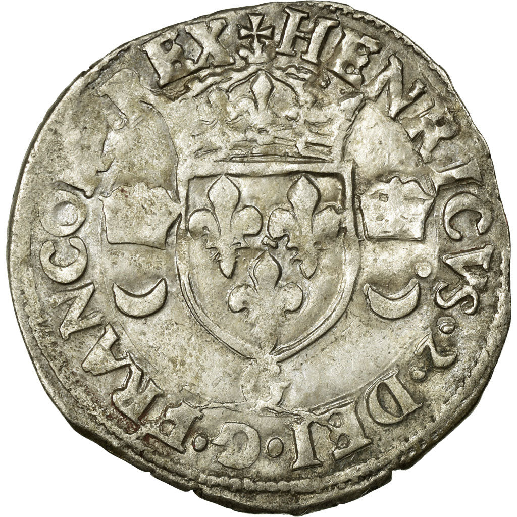 Coin, France, Douzain aux croissants, 1550, Poitiers, EF(40-45), Billon
