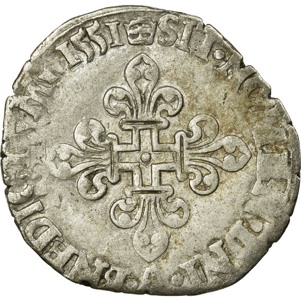 Monnaie, France, Demi Gros de Nesle, 1551, Paris, TB+, Argent, Sombart:4458.