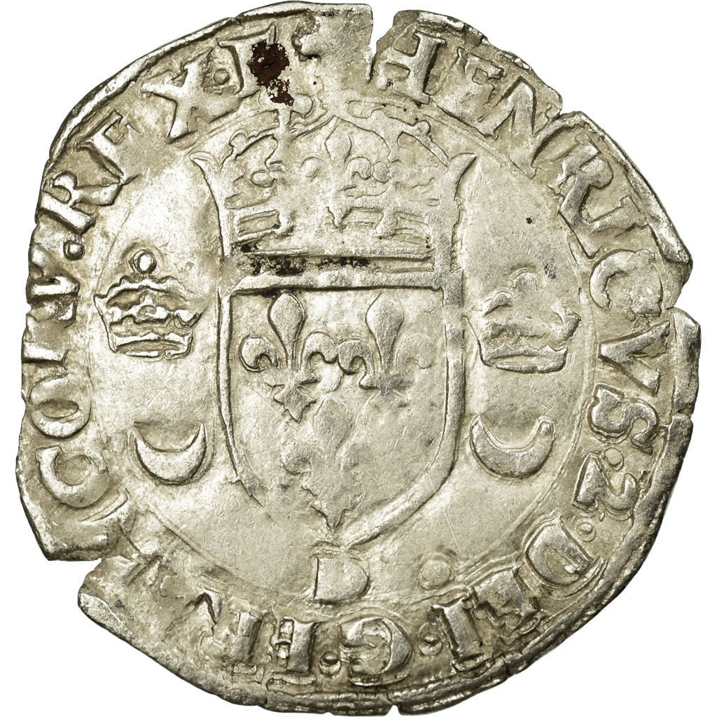 Coin, France, Douzain aux croissants, 1551, Lyons, VF(30-35), Billon