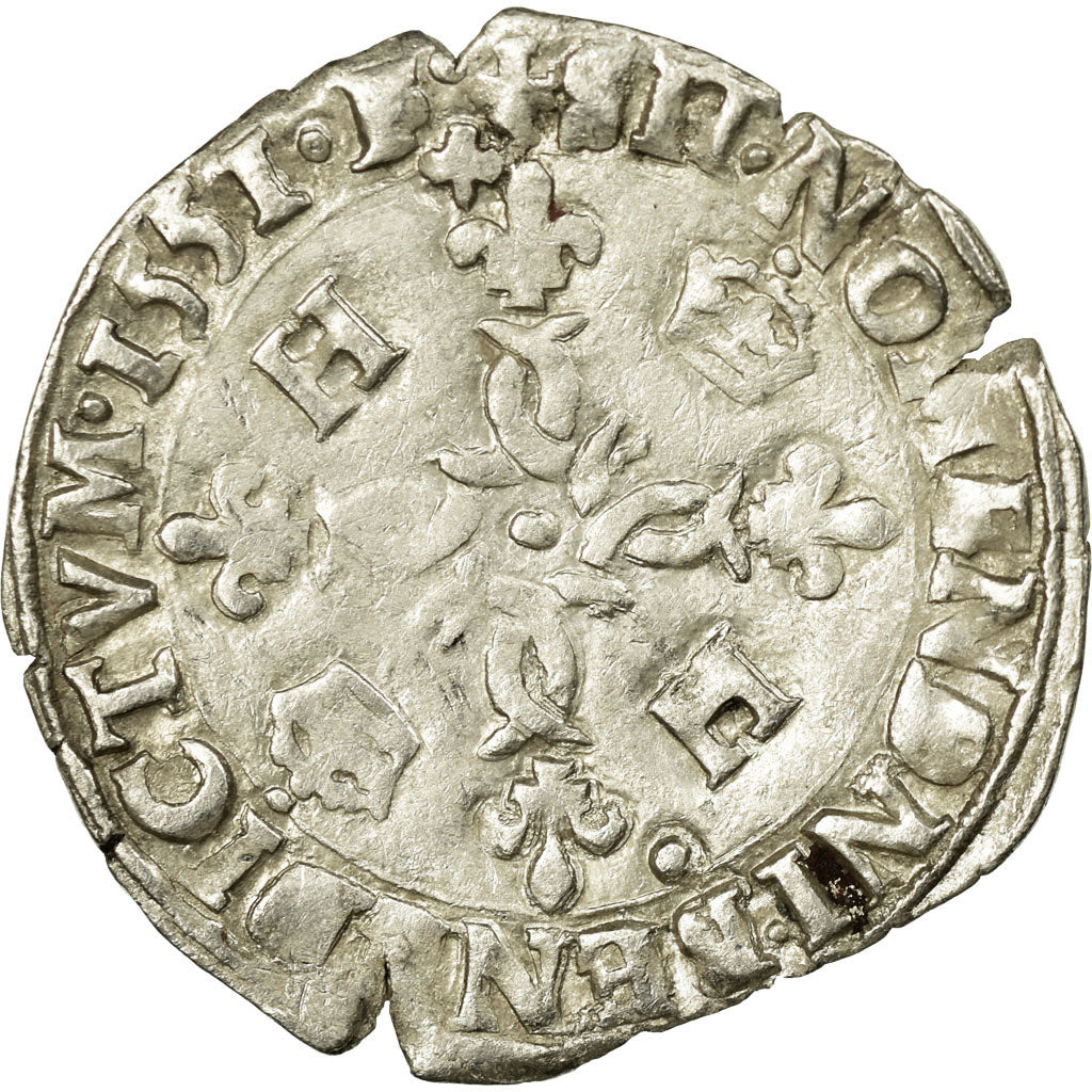 Coin, France, Douzain aux croissants, 1551, Lyons, VF(30-35), Billon