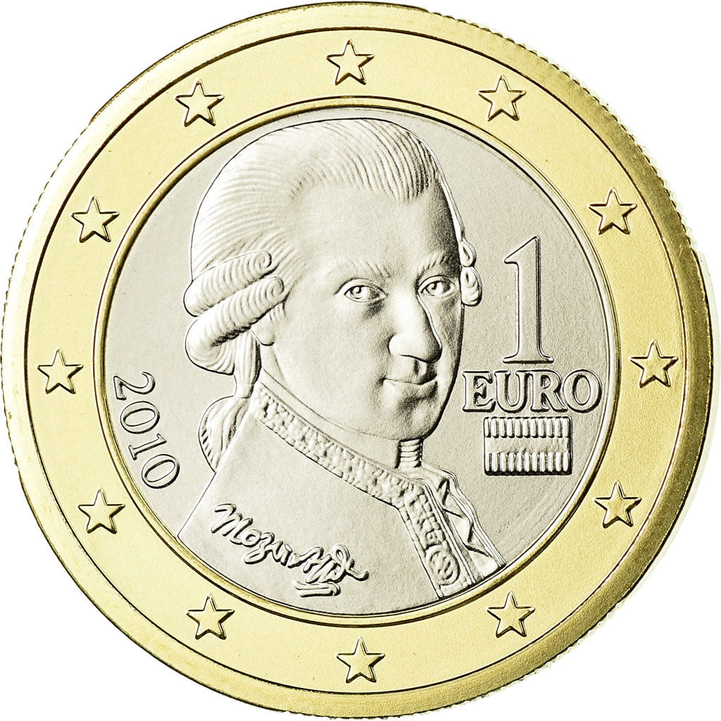 Áustria, Euro, 2010, MS(65-70), Bimetálico, KM:3142