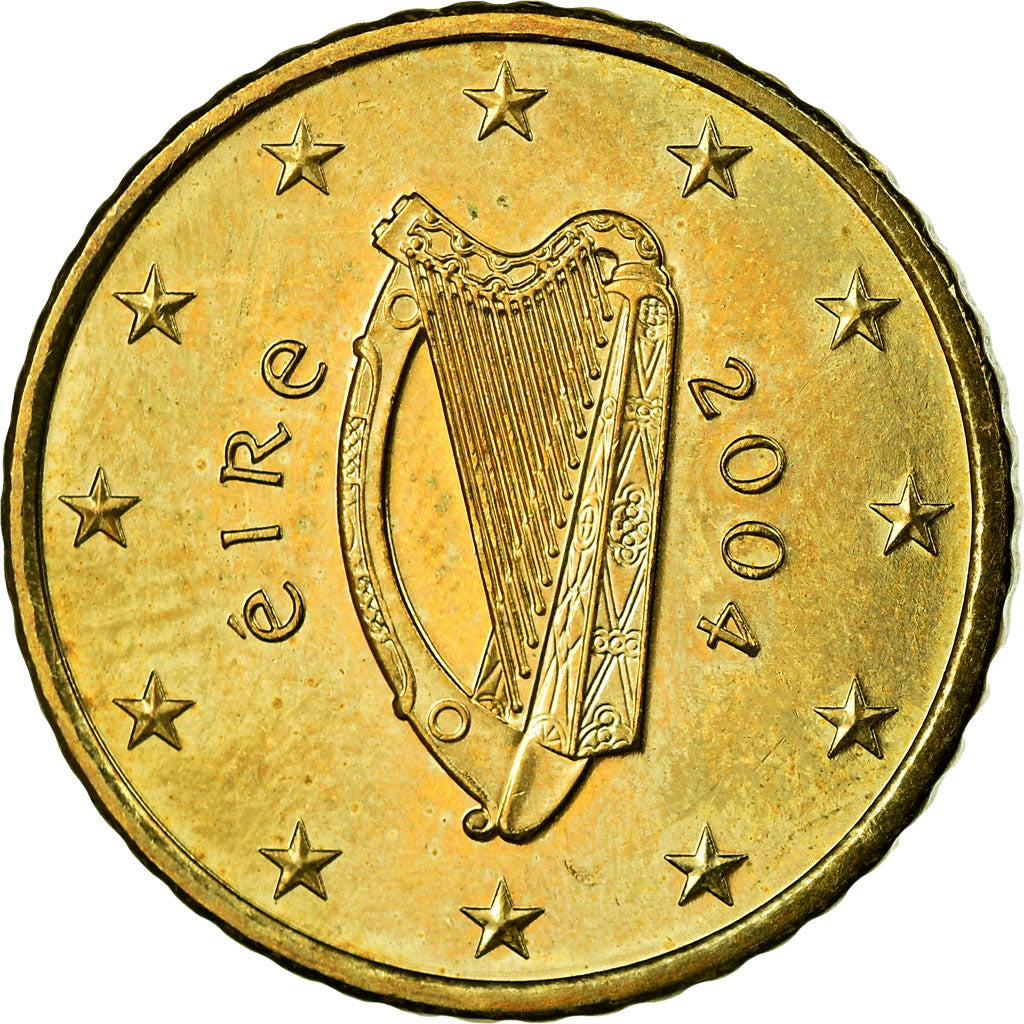 IRELAND REPUBLIC, 50 Euro Cent, 2004, AU(55-58), Brass, KM:37
